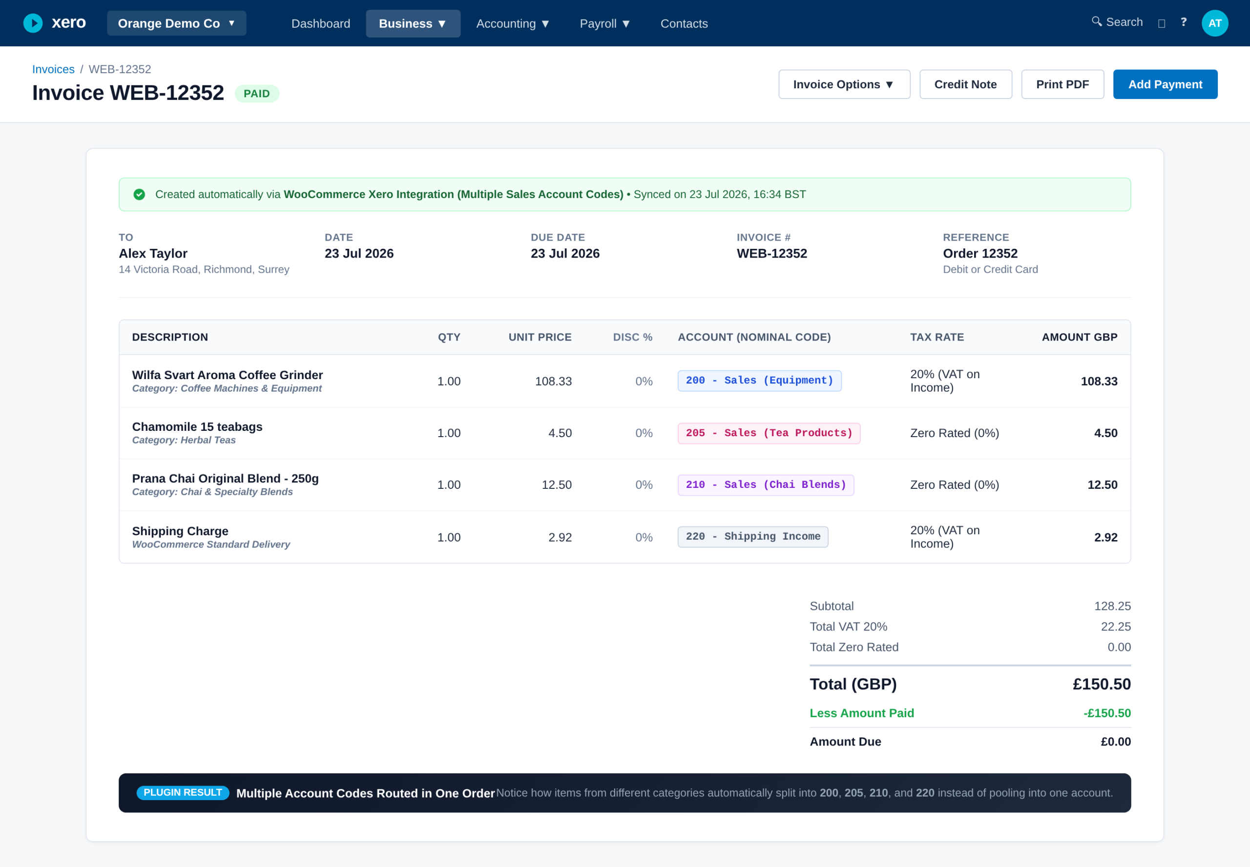 WooCommerce Xero Integration – Multiple Sales Account Code Plugin